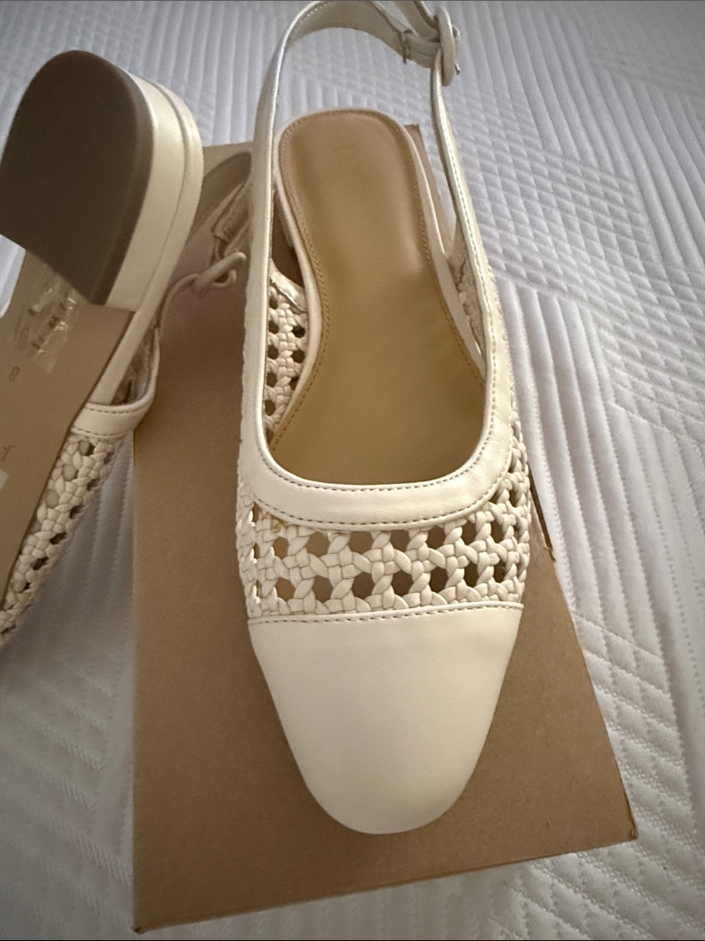 J. Crew Cream Crochet Slingback Flats